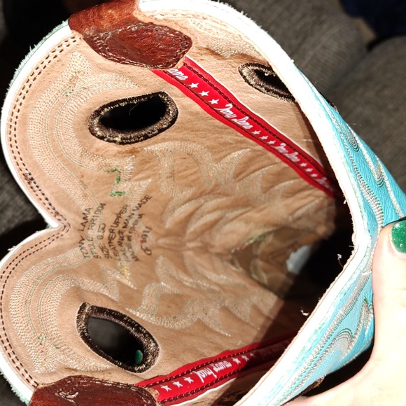 Tony Lama 8.5D teal tall boots - Picture 3 of 4